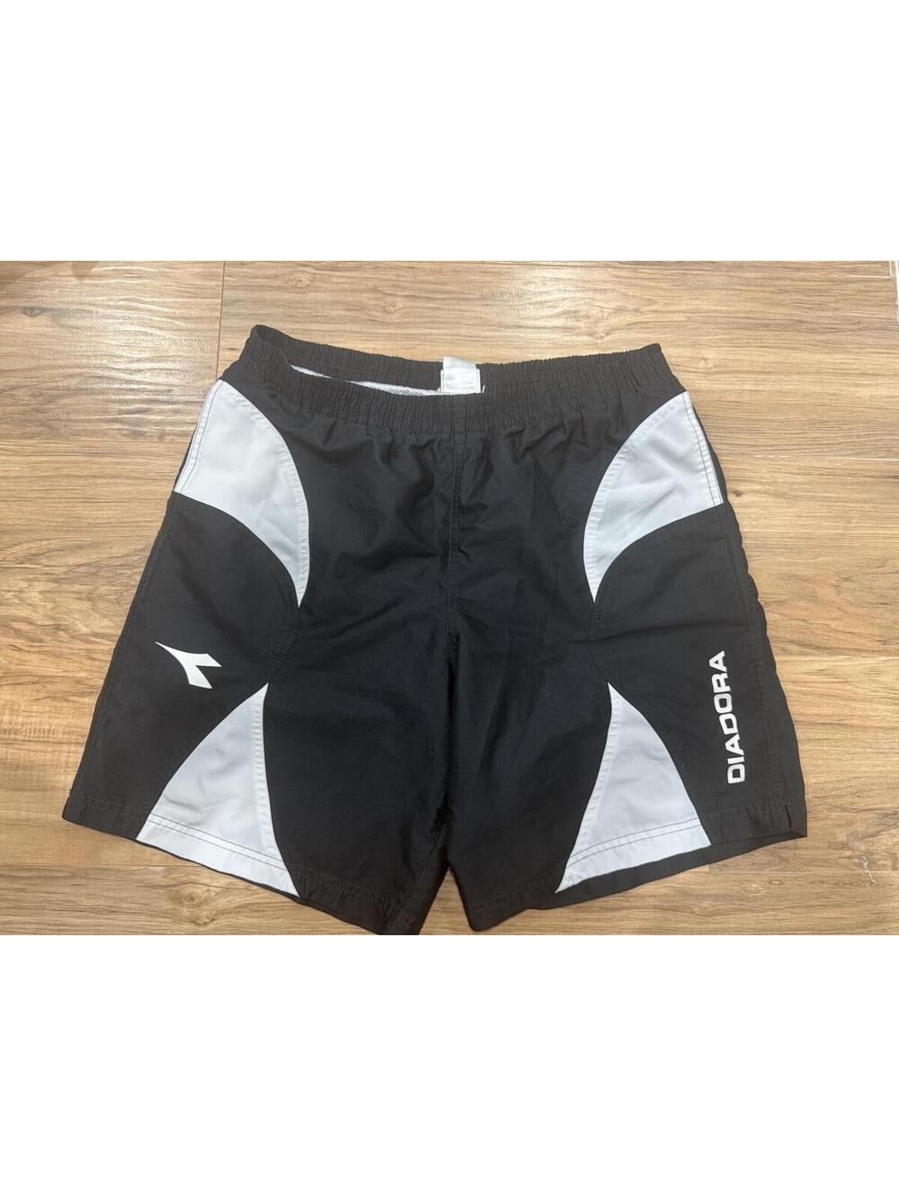 Diadora Swim Trunks Men’s Large Black White Athletic Board Shorts Y2K